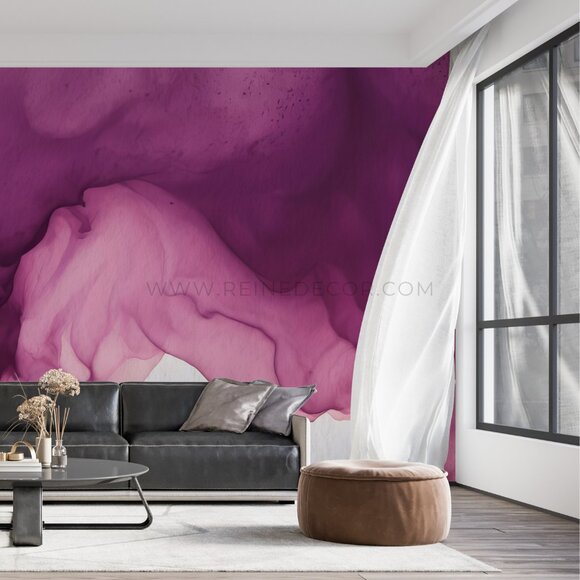Purple and Pink Abstract Watercolor Painting Wallpaper | Artistic Wall Decor - Picture 4 of 9